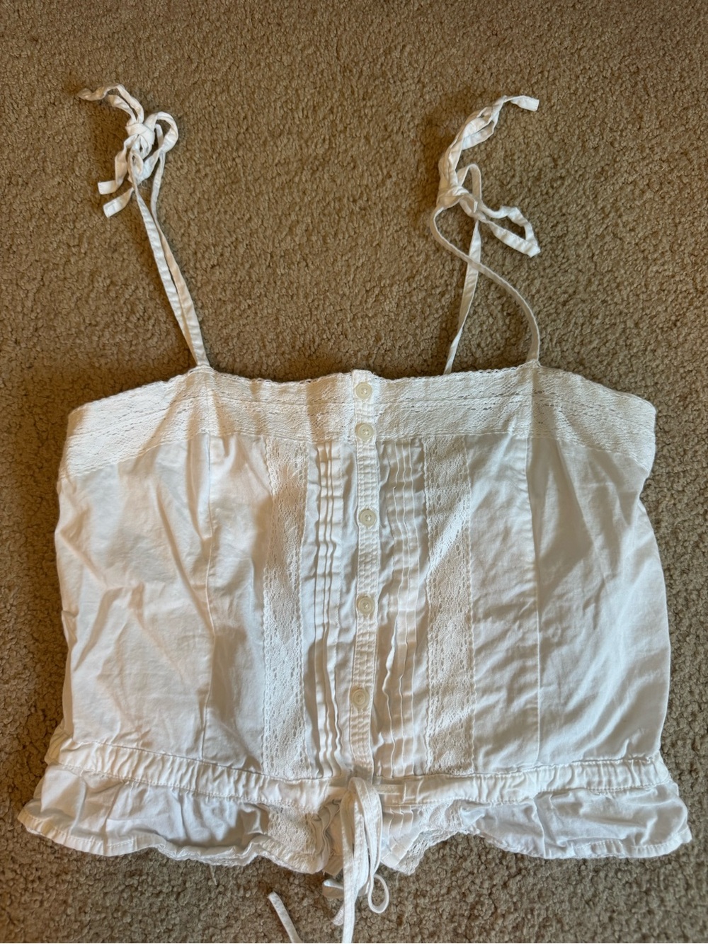 Brandy Melville White Tie-Shoulder Button Front Cami